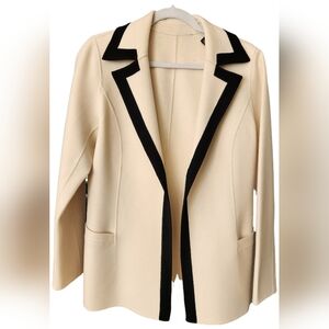 Dana Buchman cream wool open front coat